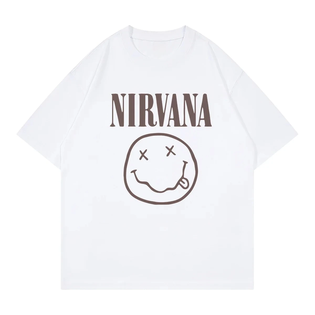 Classic Nirvana Band Retro Cotton T-shirt Men's Short Sleeve Summer Punk Style Solid Color Loose Casual Breathable T-shirt