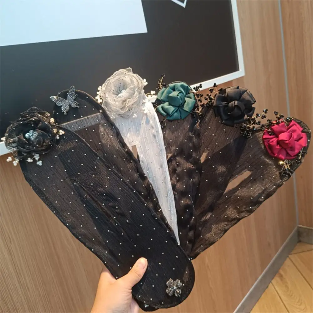 

Lazy Women's Net Yarn Bow Headband Hairpin Hair Accessories Roller Hair Curler Hair Curling Artifact Flowers Bun Maker Women