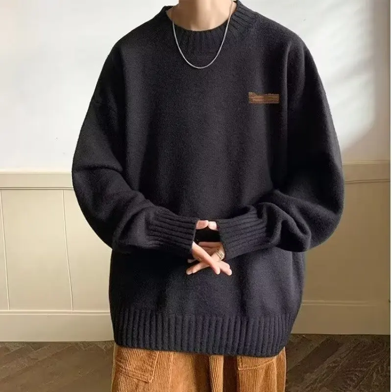 

Модный повседневный круглый мужской трикотаж Ne для зимы и отдыха, винтажный базовый свитер большого размера, весенний ленивый вязаный свитер