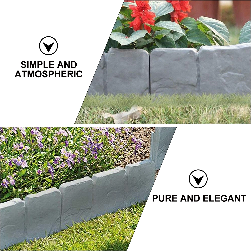 

20 Pcs Border Stone Shape Edging Border Fence Garden Fence Stone Shape Gray Color Reusable Weatherproof Lawn Decor