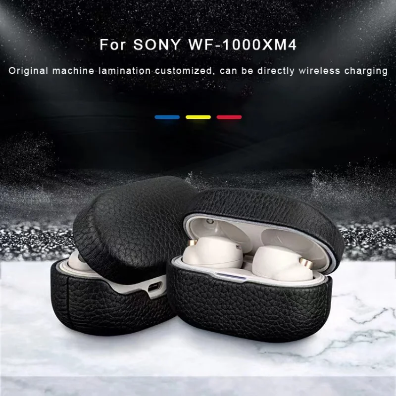 for Sony WF-1000XM4 Wireless Earbuds Genuine Leather Case Pouch Cover Bag