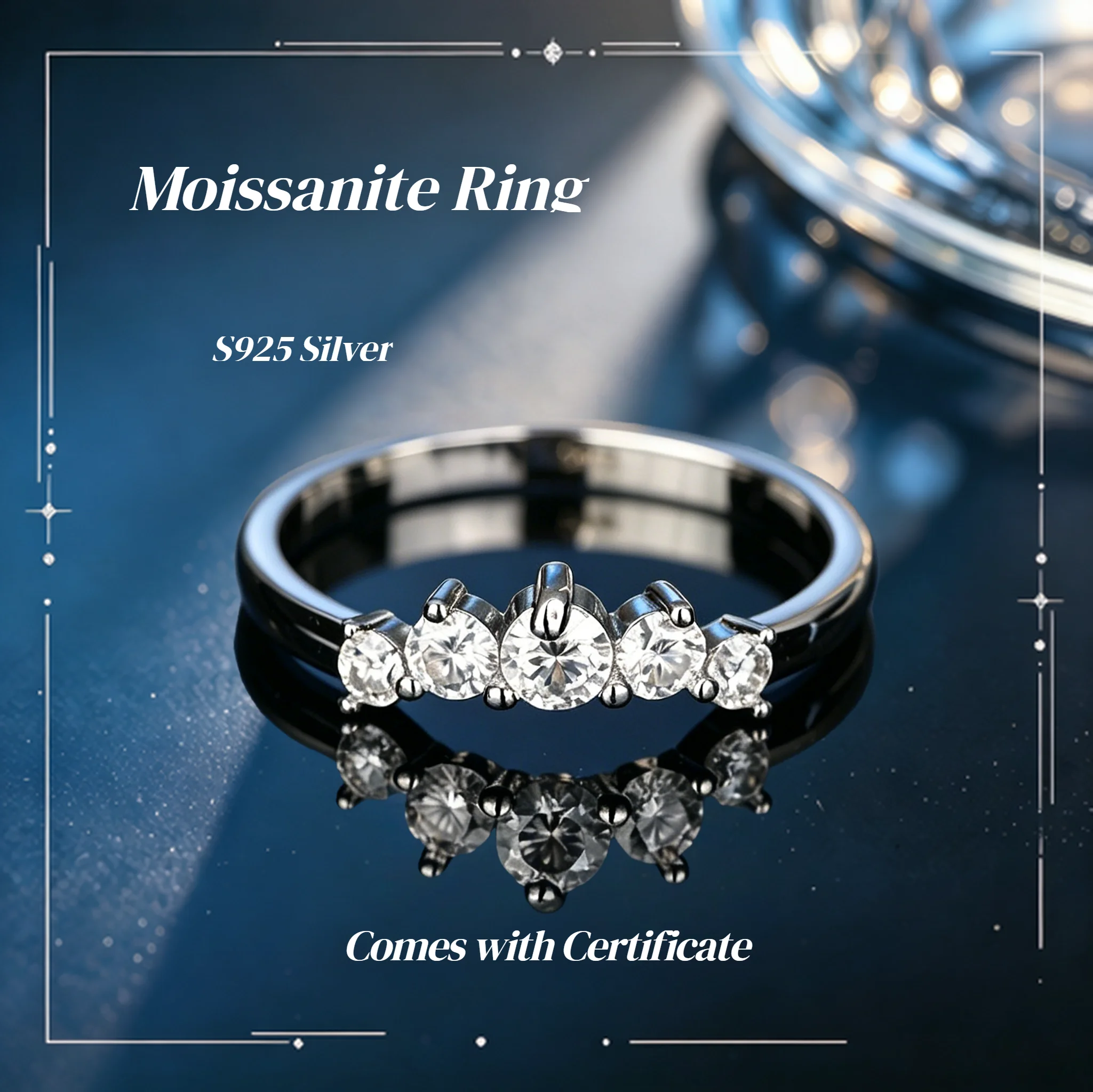 [Großhandel] 1,5mm Voll-Moissanit-Ring S925 Sterling Silber Mit GRA-Zertifikat Bandring für Damen Funkelnde Party-Geburtstagsgeschenke – Detail 14