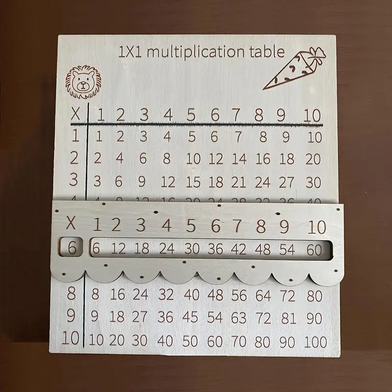 Scratch-Resistant Wooden Multiplication Table Toy Math Learning Aid for Kids Daily Practice Home School Use