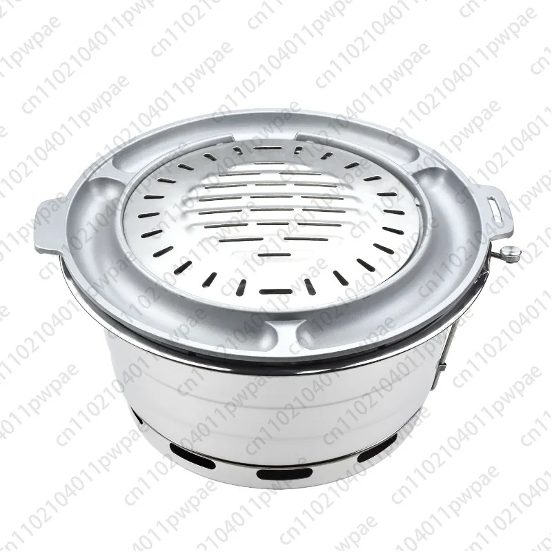 37/38cm Korean-Style Grill Pan Commercial Non-Stick Round Charcoal Grill Pan Griddle Grill Rack