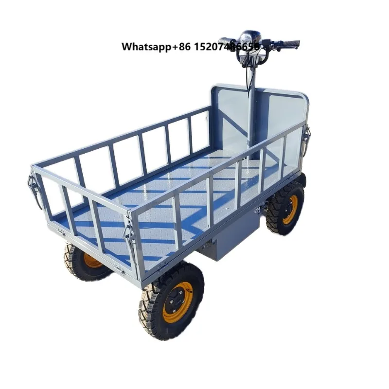 Battery-Powered Four-Wheel Handcart Warehouse Electric Freight Vehicle with 1000W Motor Heavy-Duty Shopping Cart OEM Available