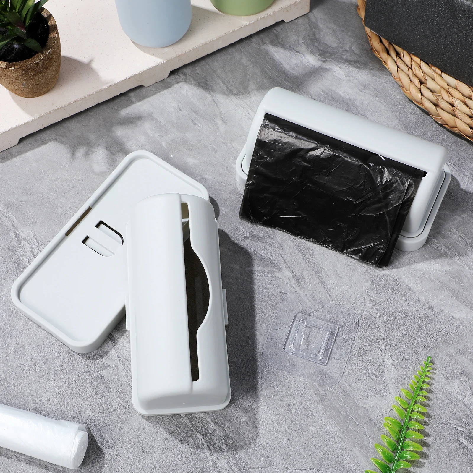 

2Pcs Wall Mounted Storage Box Large Capacity Trash Bag Dispenser Holder Plastic Material Bathroom Kitchen Home ganizer