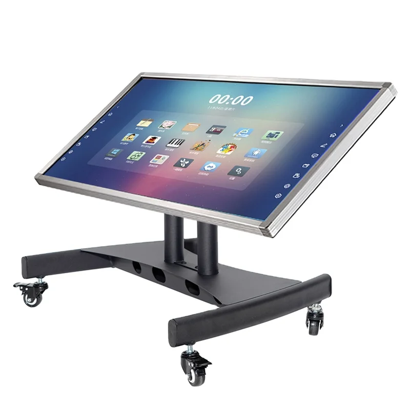 

Подставка для мобильного телевизора с регулируемым углом обзора под углом обзора 90 градусов, тележка для экрана низкой высоты с колесами для плоского изогнутого экрана 32-75 дюймов