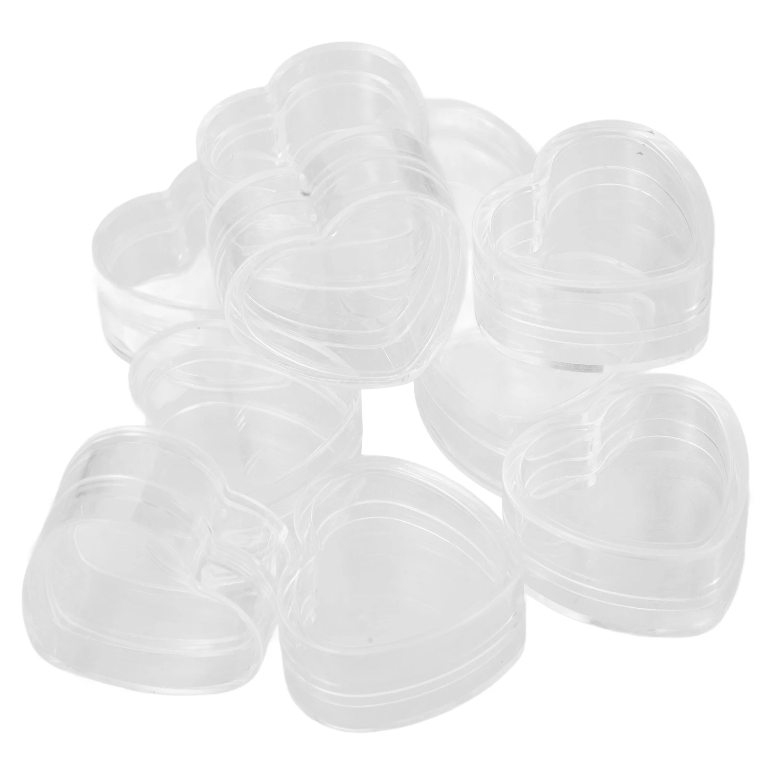 

10 Pcs Heart Shaped Storage Box Clear Plastic Containers For Nail Supplies Jewelry Organization Boxes With Lid