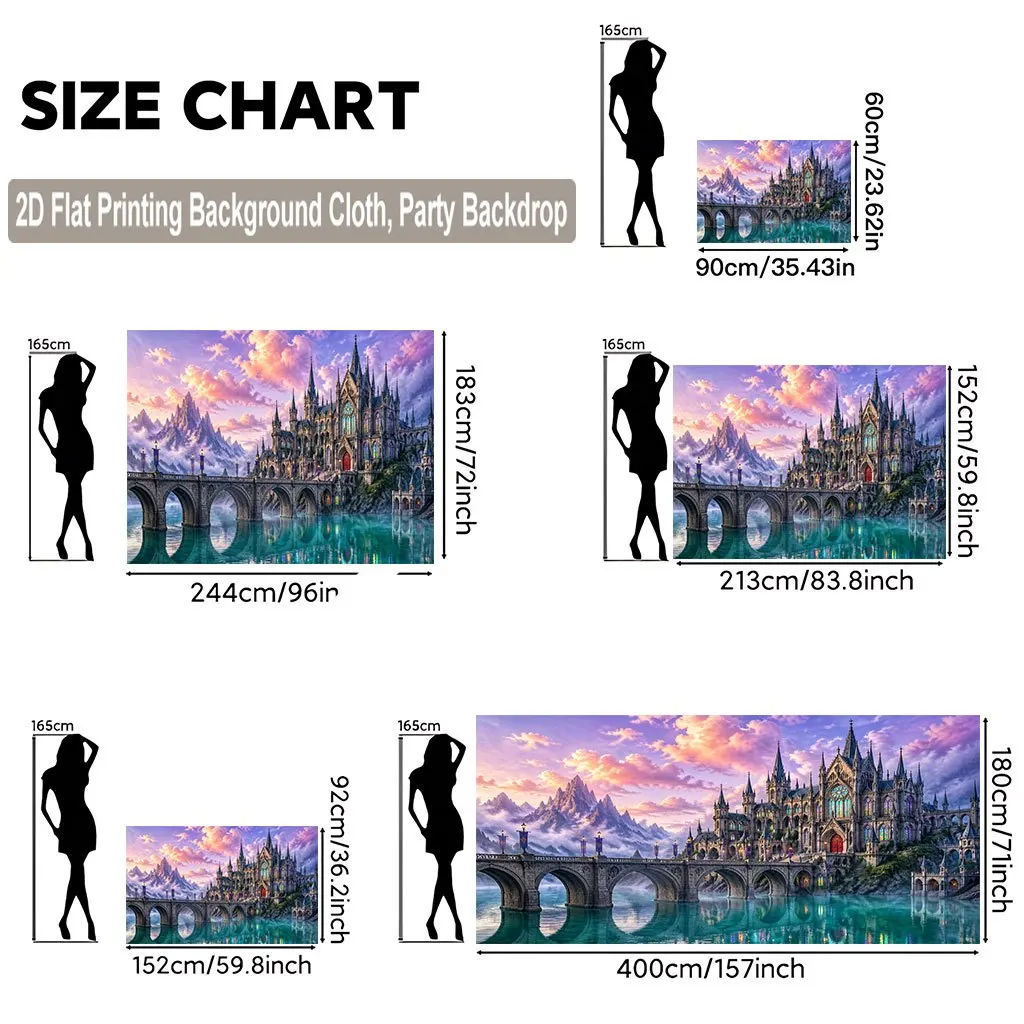 Large Fantasy Castle Tapestry Polyester Wall Hanging Backdrop curtain Magic Medieval Palace Mural Home Decoration Dreamy Romanti