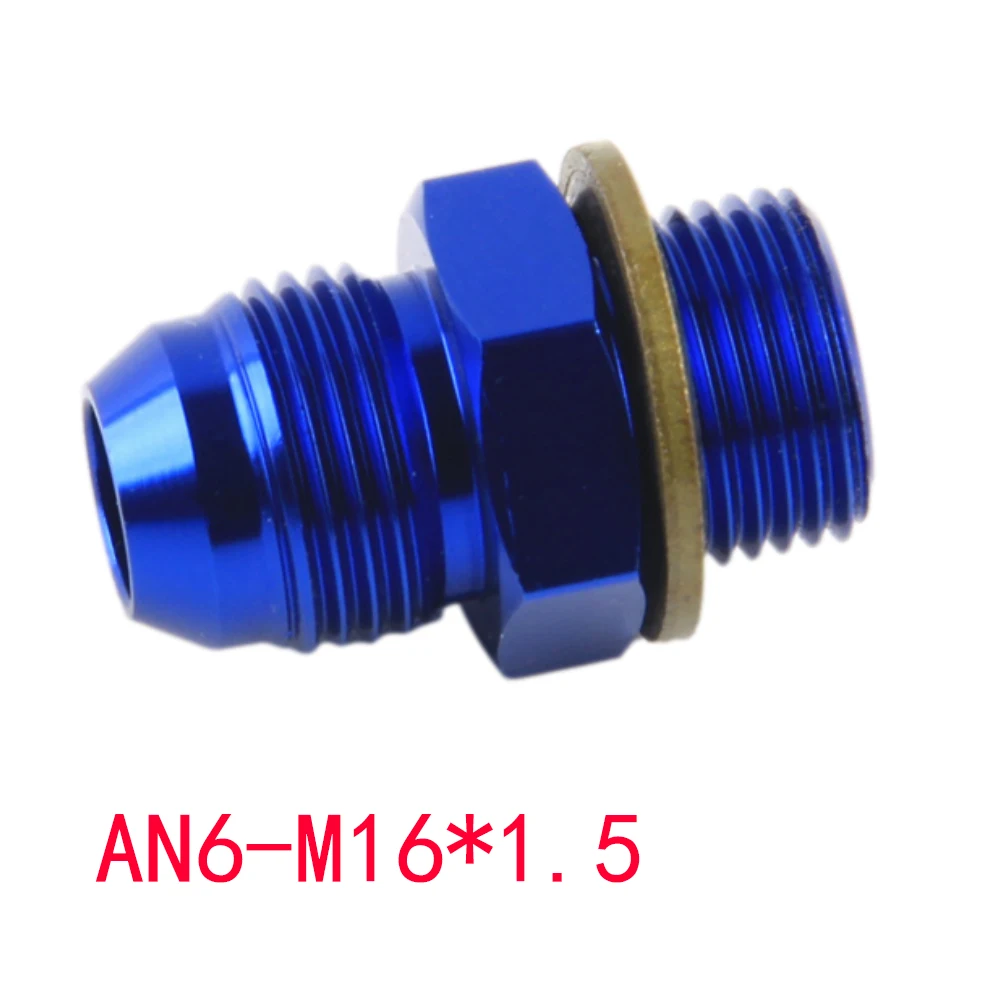 

BLUE Male 6AN 6 An Flare to M14x1.5(mm) Metric straight fitting AN 6 To M10 m12 m14 m16 m18 *1.5 Port. Adapter