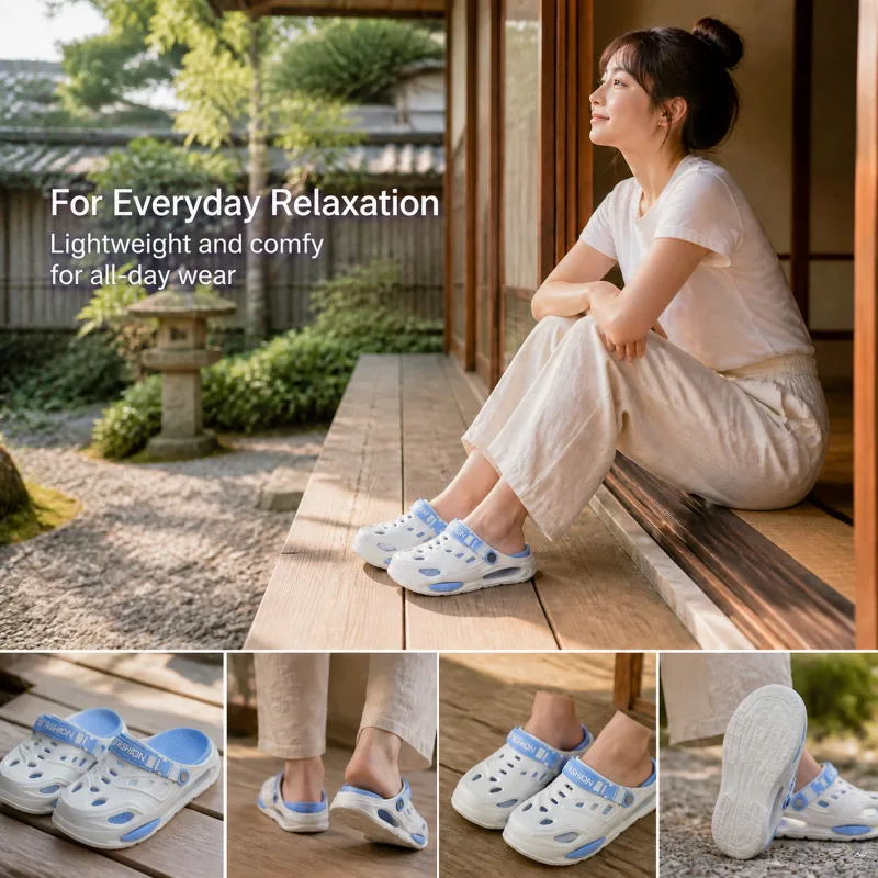 Summer Outdoor Beach Clogs Soft Comfortable Perforated Water Shoes with Breathable Drainage Sole for Outdoor Enthusiasts