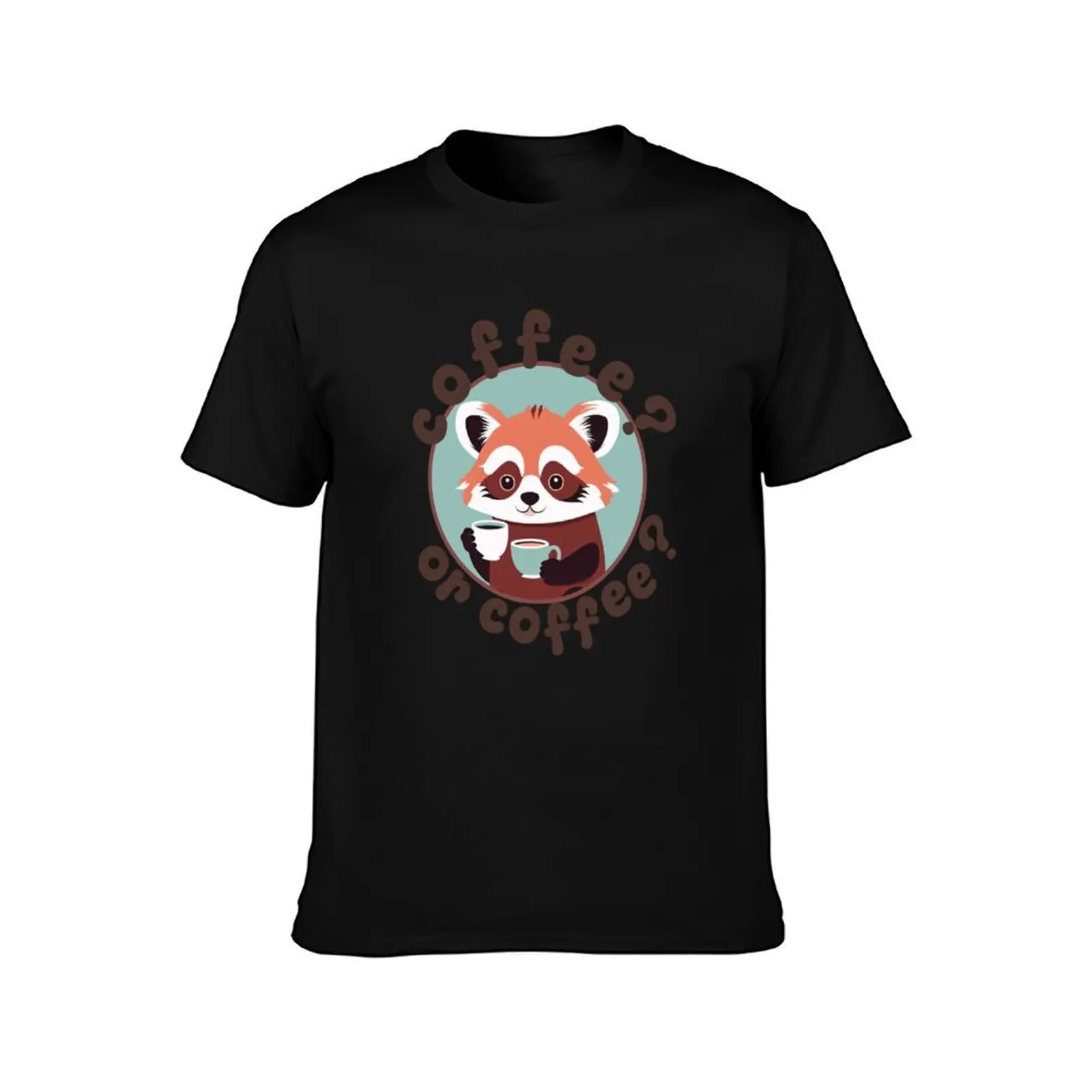 Red panda with two cups of coffee T-Shirt Classic Graphic Short Sleeve Top