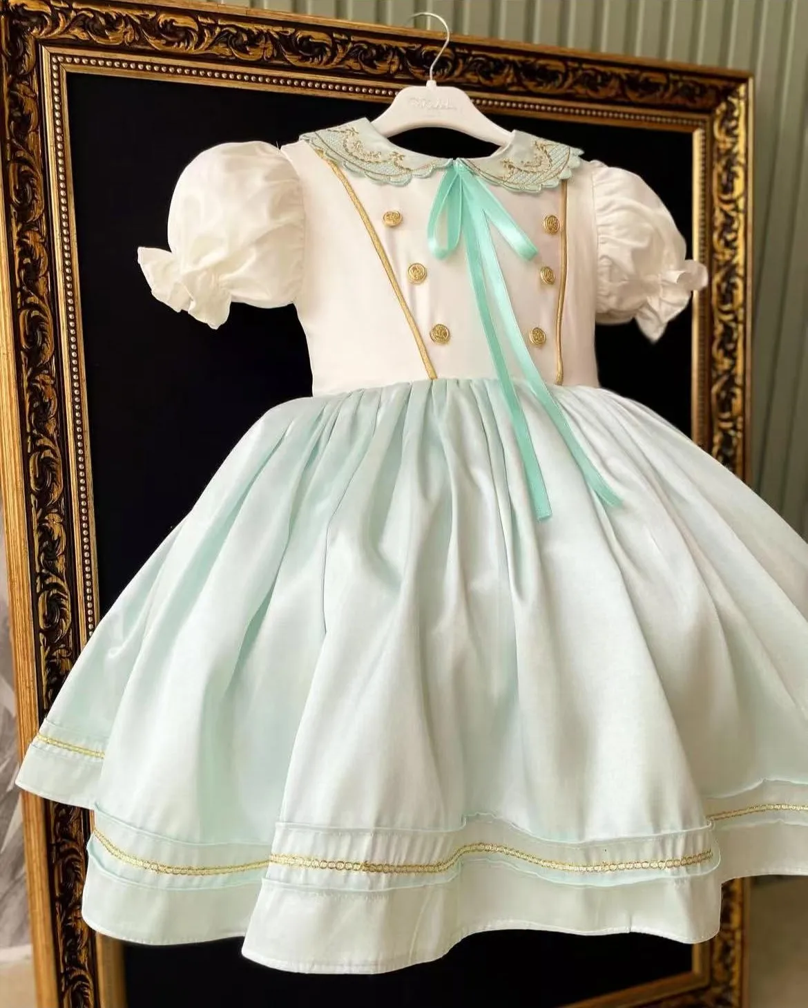 

0-12Y Baby Girl Sailor Light Green Vintage Princess Dress Boy Suit Outfit for Holiday Photography B124