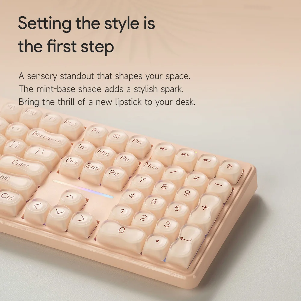 FURYCUBE IP108 Wried+2.4Ghz+Bluetooth Tri-Mode Wireless Keyboard 108 Keys RGB Backlight Liquid Foundation Shape Keyboard