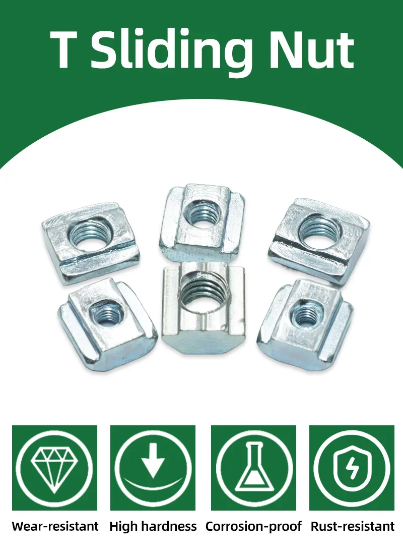 T-Block-Vierkantmutter, Schiebemutter, T-Nut M3 M4 M5 M6 M8, T-Schienen-Schiebemutter für die Verbindung von Aluminiumprofilen 2020 3030 40 – Detail 3