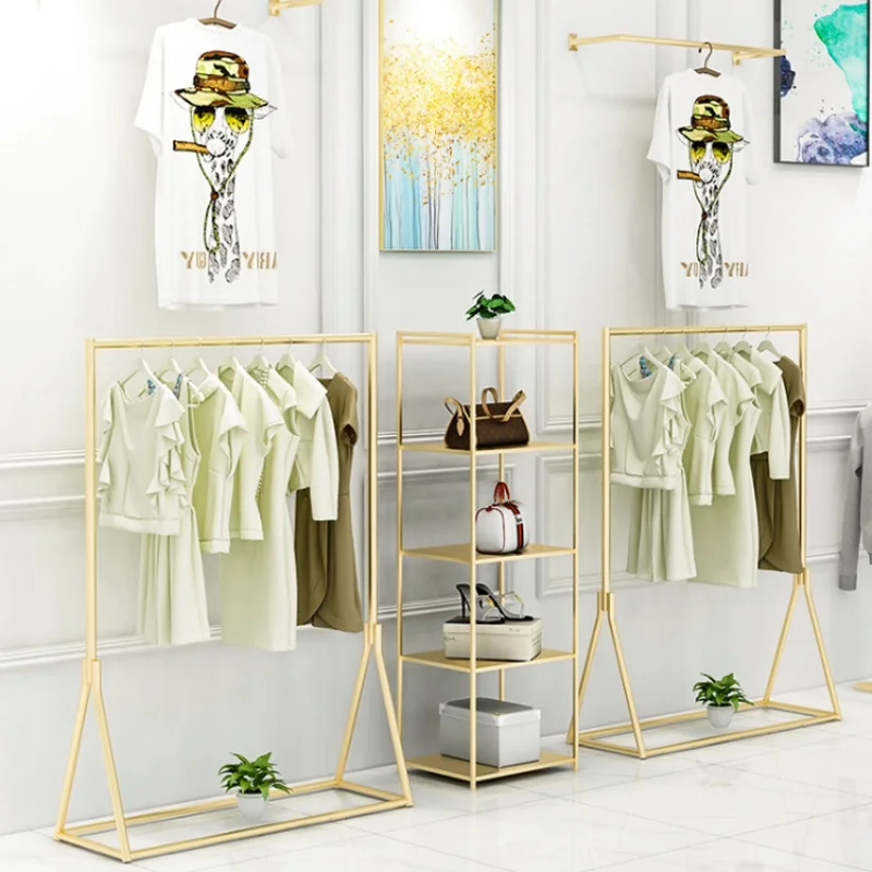 Custom, metal garment commercial clothing shop clothes fashion gold coat dress suit display stand rack