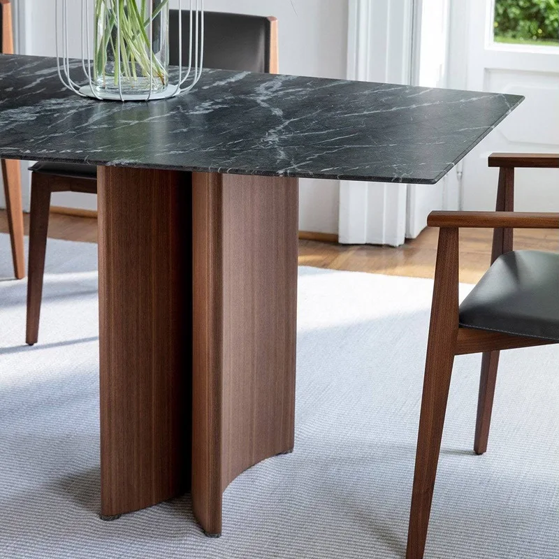 Simple walnut dining table Solid wood household rectangular light luxury minimalist modern simple high-end dining table