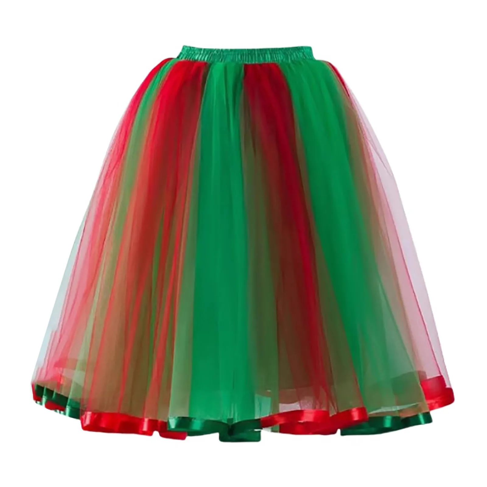 Women Rainbow Tutu Short Skirt 5 Layers Soft Tulle Pettiskirt Girls Christmas Carnival Cosplay Performance Costumes Mesh Skirts