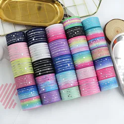 Silver Stripe Star Rainbow Gradient Soft Colors Grosgrain Fabric Ribbon 5 Yards Butterfly Ribbon for Sewing Hair Bow Clips