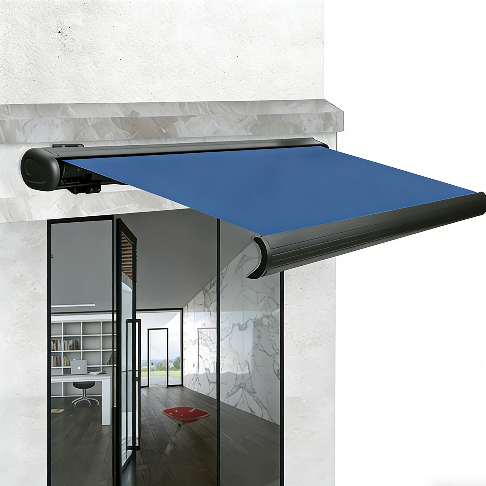 Competitive Rate Heavy Duty Wall Hinged Aluminum Alloy Electric Full Cassette Awning Remote Control Retractable UV Protection