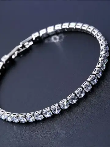 4mm Cubic Zirconia Tennis Bracelet Iced Out Chain Bracelets For Women Men Silver Color Men Bracelet CZ Chain Homme Jewelry
