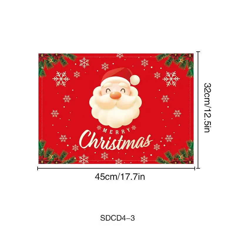 VIKAMA Cartoon Santa Claus Meal Mat Waterproof and Insulated Table Mat Holiday Party Home Restaurant Table Decoration Mat