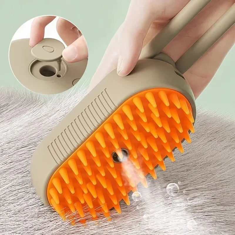 3 in 1 Cat Dog Pet Spray Massage Brush One Button Steam Spray Folding Rotatable Floating Hair Bath Hair Removal Brush Comb