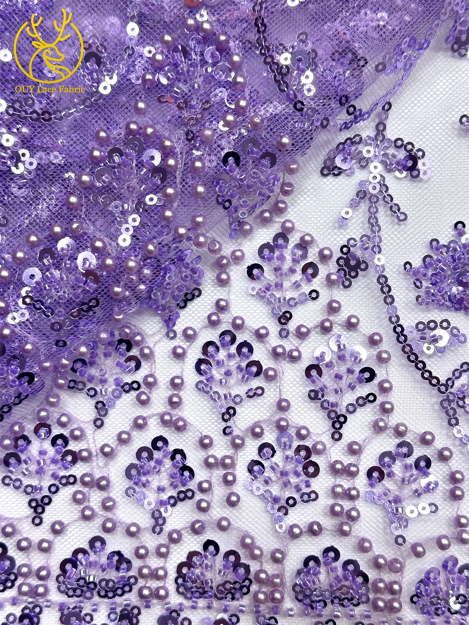 Afrikanischer Perlenstickerei-Spitzenstoff 2026 Hochwertiger Nigerianischer Pailletten-Spitzenstoff Französischer Braut-Hochzeits-Abendkleid-Nähstoff 5Y – Detail 27
