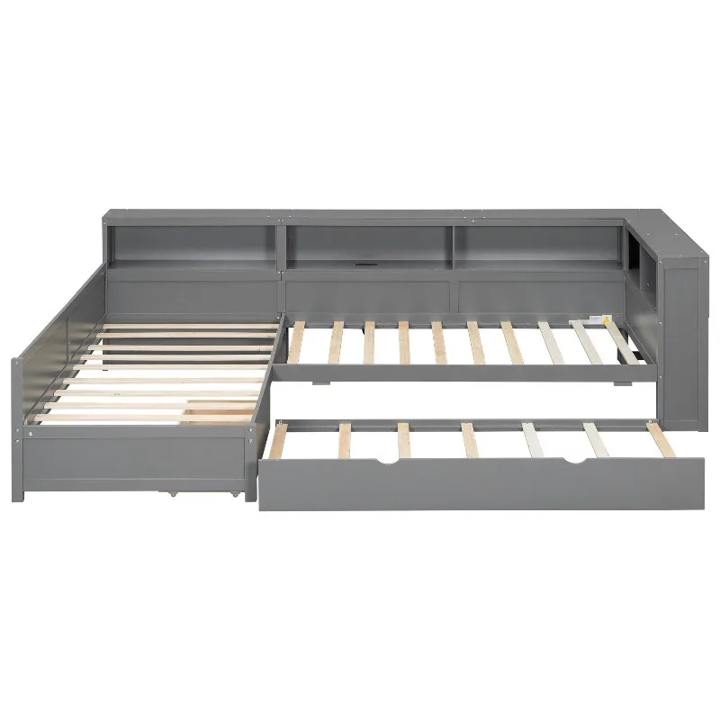 

Children's Expandable Combination Bed with Bookshelf Storage Charging Multi Bed Bedroom Bed