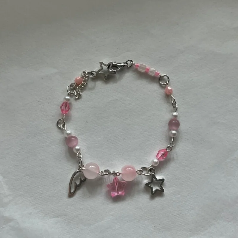 Pink Flirty jewelry | aesthetic bracelet | friendship gift，pure handmade，fashion exquisite，easy to wear, with any clothing