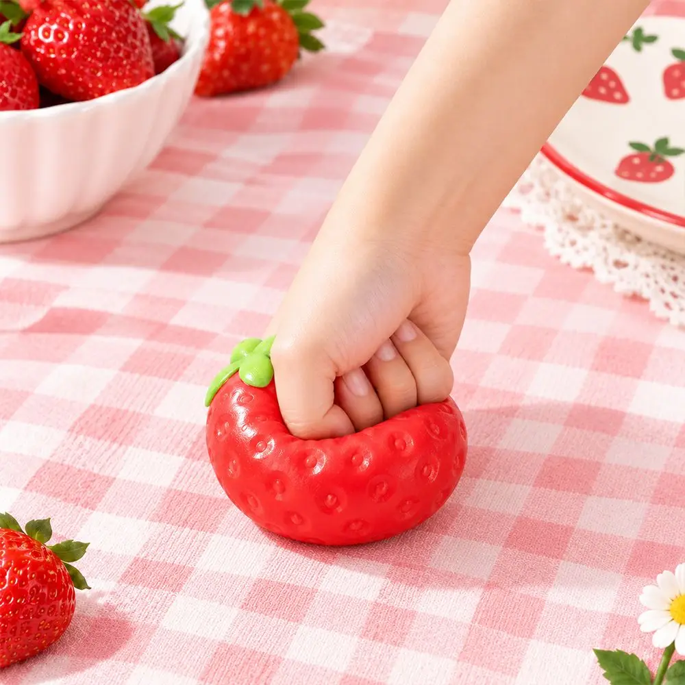 Reusable​​ Fruit Shape Strawberry Squeeze Ball Big Soft Anti-stress Squeeze Funny Fruit Shape Toy for Adults & Kids​​