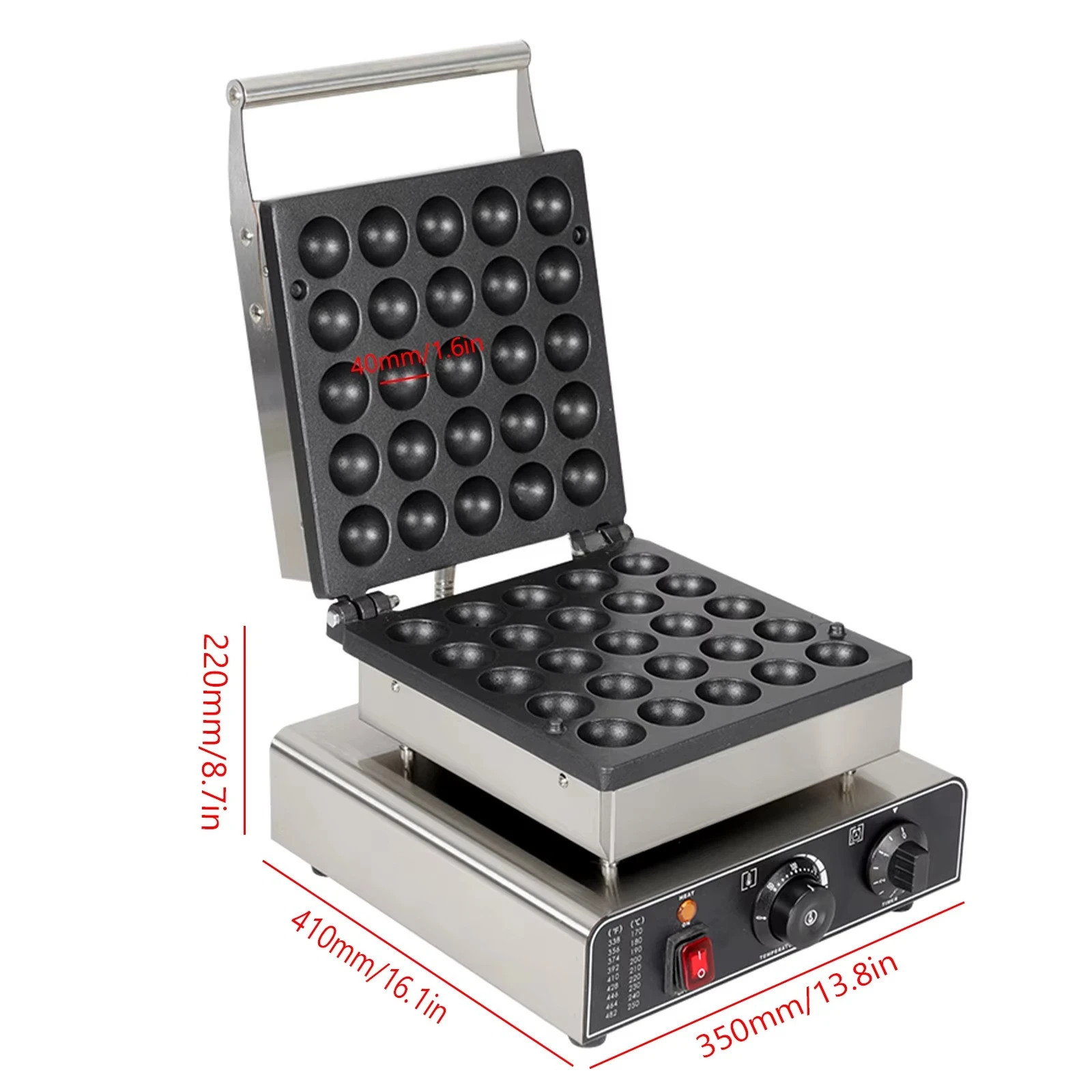 Commercial 25PCs Takoyaki Maker 2kW Heating Stainless Steel Grill Baker Ball Shaped Fill Cheese Waffle Maker for Household New