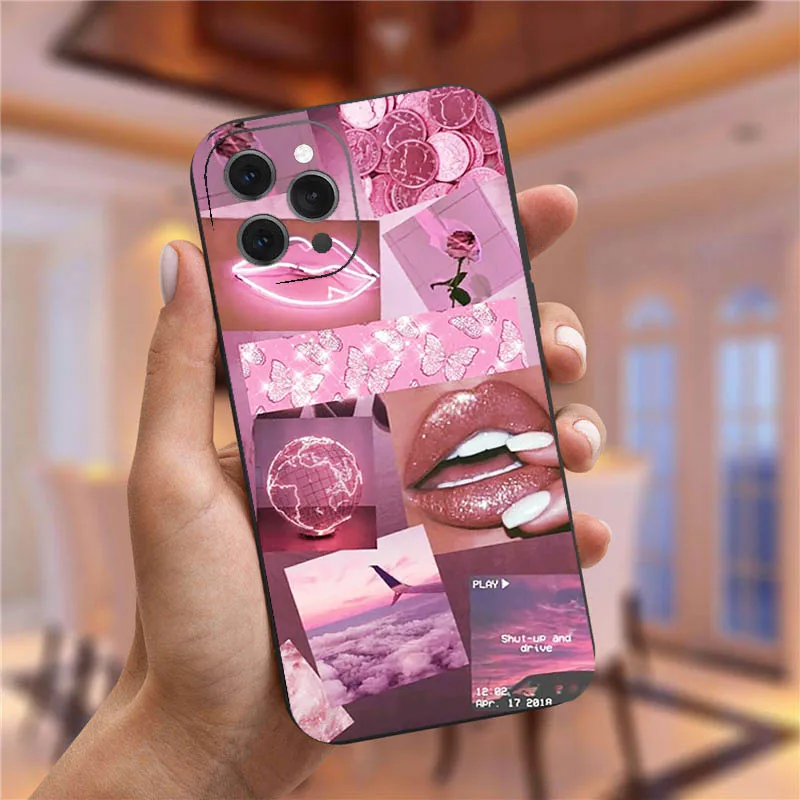 Fashion Girls Phone Case for iPhone 15 14 13 12 11 Pro Max Case Coque for iPhone XR X XS Mini SE 7 8 Plus Cover Shockproof Funda