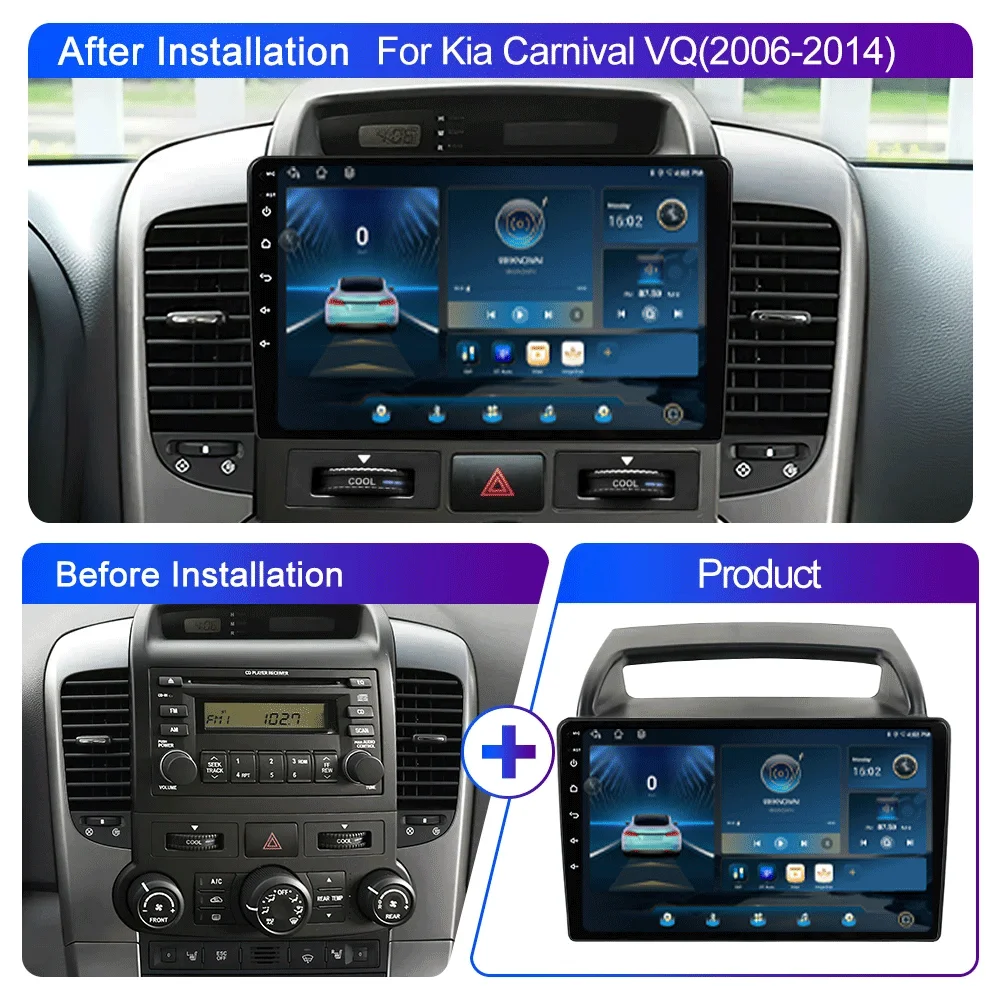 Android 16 Car Radio For KIA Carnival Android Auto All-in-one VQ 2006- 2014 Multimedia Player Navigation GPS CarPlay Stereo 2din