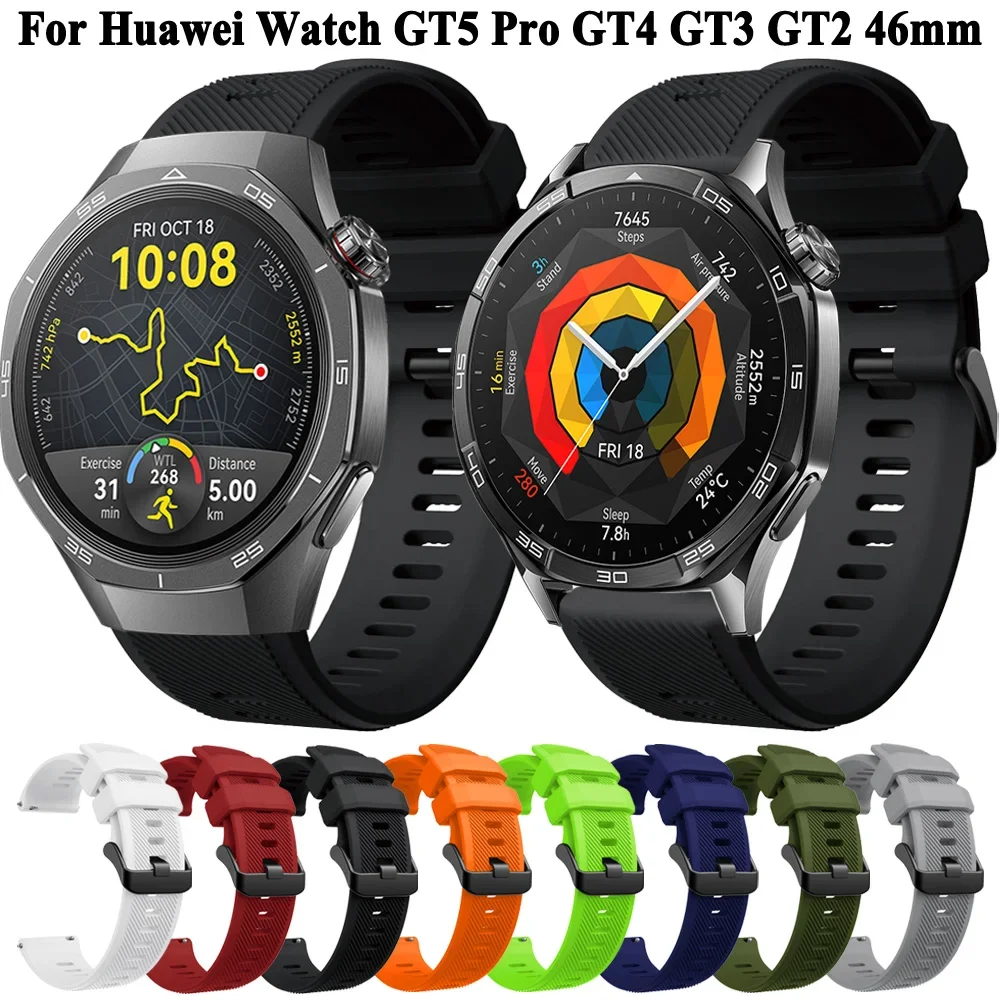 Para Huawei Watch GT5 Pro GT4 GT3 GT2 46mm correa de silicona para Huawei Watch 4 Pro hombres Smartwatch pulsera 22mm