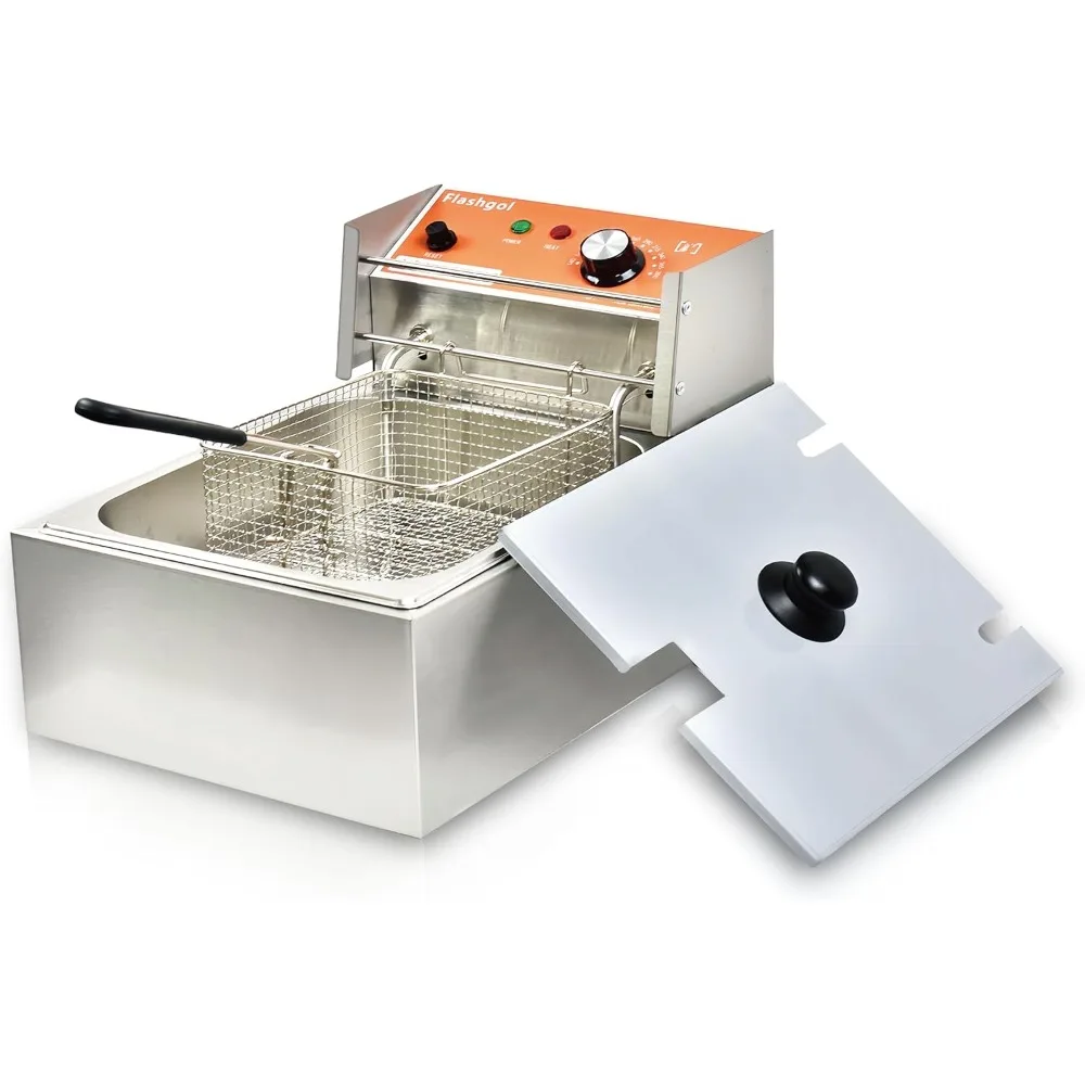 

Stainless Steel Deep Fryer with Basket, 6-12L, Adjustable Temp & Timer, Ideal for Home or Commercial Use