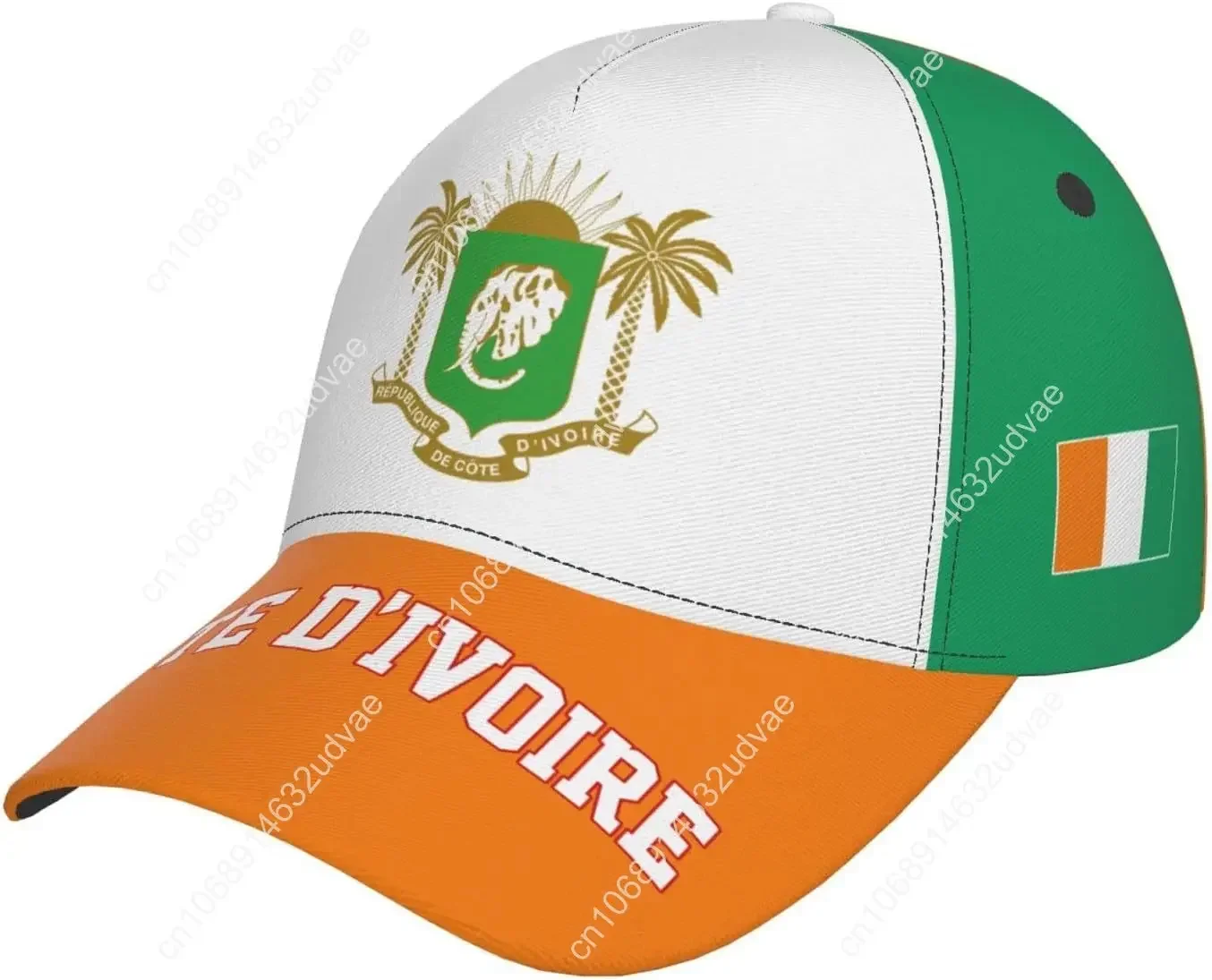 

Cote D'Ivoire Flag Ivorians Baseball Cap Full Print Adult Men Hat Patriotism Supporter Soccer Caps Black