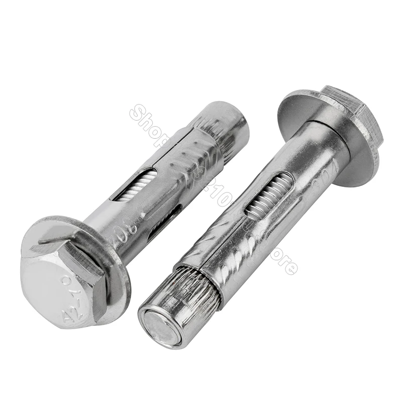 1Pc M6 M8 M10 M12 304 Stainless Steel External Hexagon Internal Expansion Screw Sleeve Concrete Anchor Built-in Tension Hex Bolt