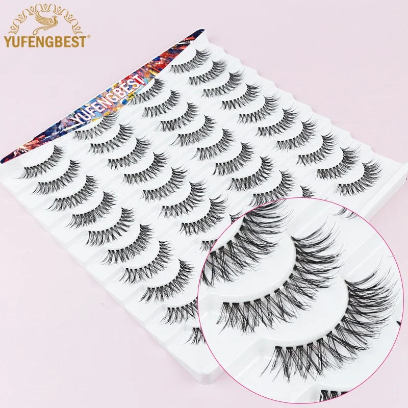 

YUFENGBEST 12mm 20pair Natrual Naked Remy Hair Invisiband Clusters Lashes Korean Style Tapred Luscious Eyelash Cils Extensions