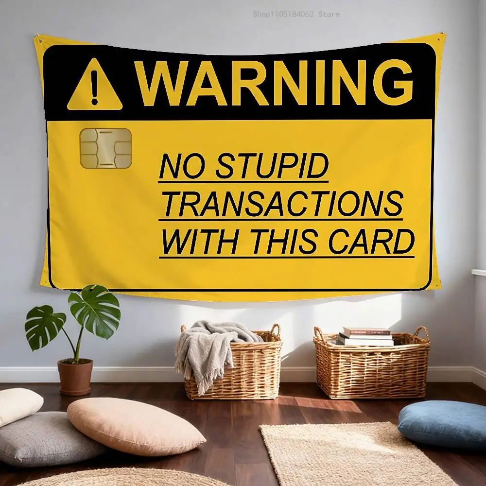 

Warning No Stupid Flag Tapestry Banner For Bedroom Outdoor Living Room Restaurant Bar Wall Decor Party