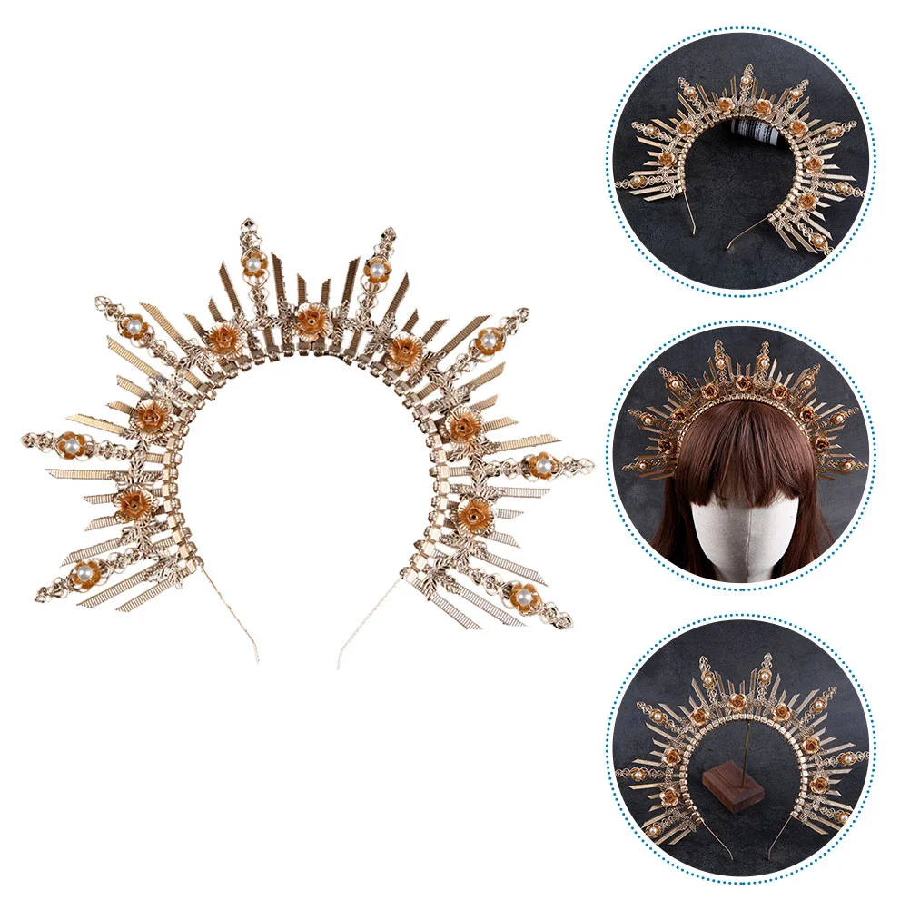 Head Band Goddess Crown Lolita Girl Headband Bohemia Headpiece Golden Hair Accessories for Miss