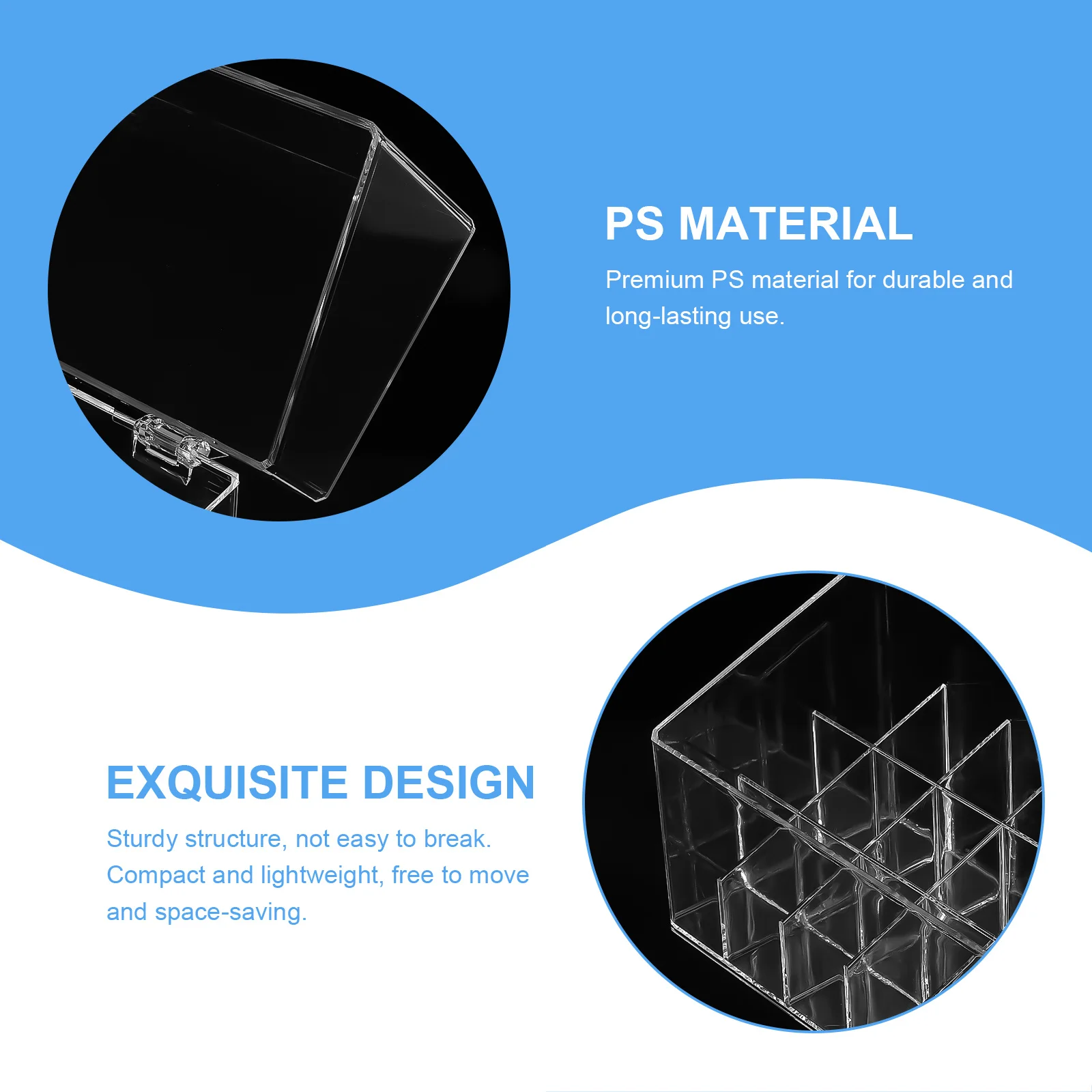 

Transparent Lipstick Storage Box with Lid Large Capacity Makeup Organizer for Lip Gloss Dip Powder Vanity Desktop Holder Clear