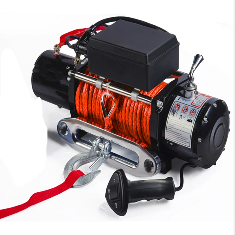 12V 24V Electric Winch 12000lbs Synthetic Rope for 4x4 Off-Road Recovery Truck  SUV Trailer Waterproof Wireless Remote