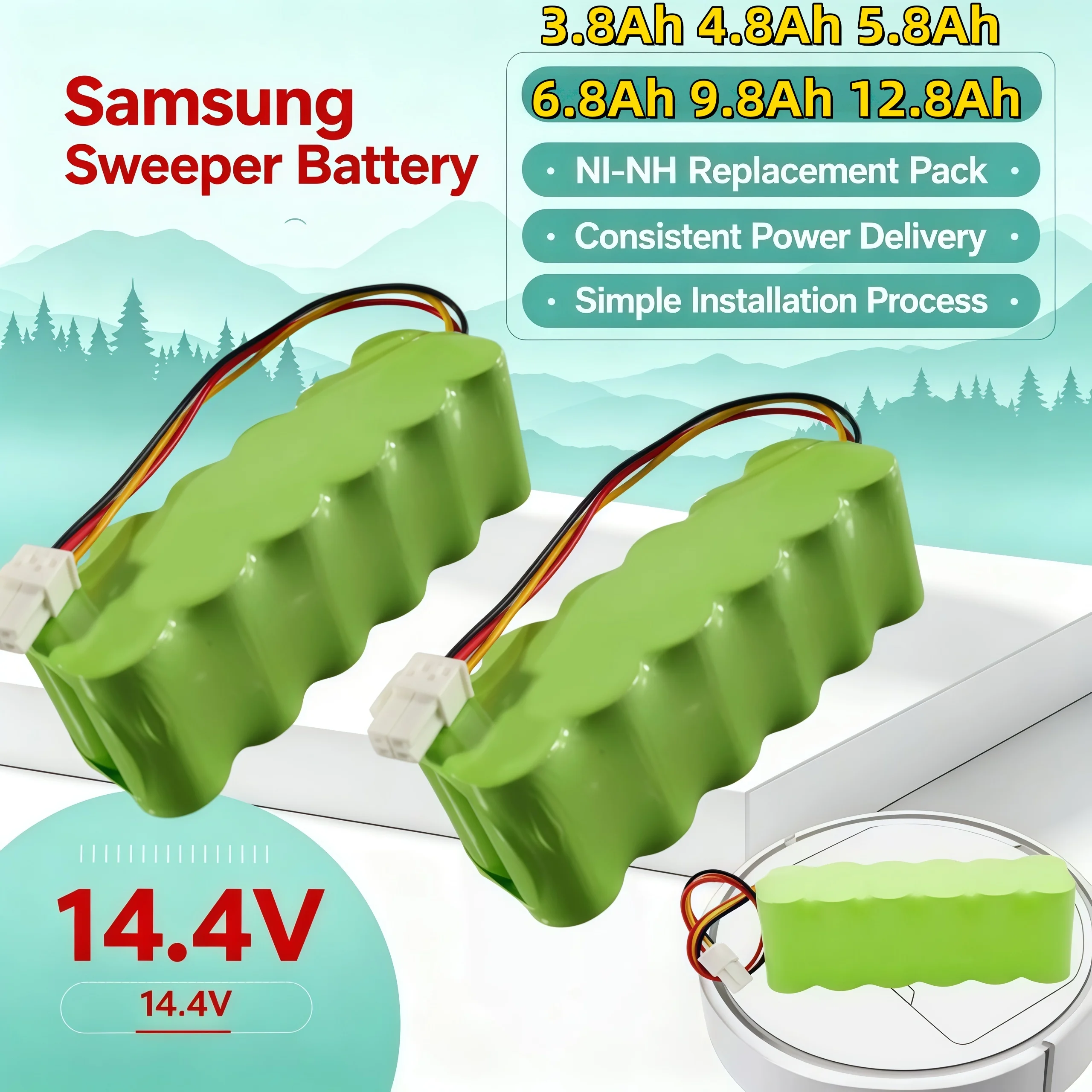 Compatible With VCA‑RBT20 DJ96‑00113C 14.4V Ni‑MH Sweeping Robot Battery 3.8‑12.8Ah SR8895 SR8840 SR8845 SR8855