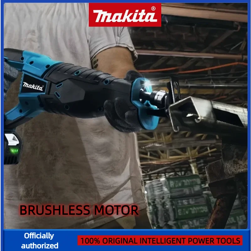 Makita serra alternativa sem escova, serra alternativa portátil, ferramentas elétricas sem fio com 4 peças de lâminas de serra para bateria de 20v 18v