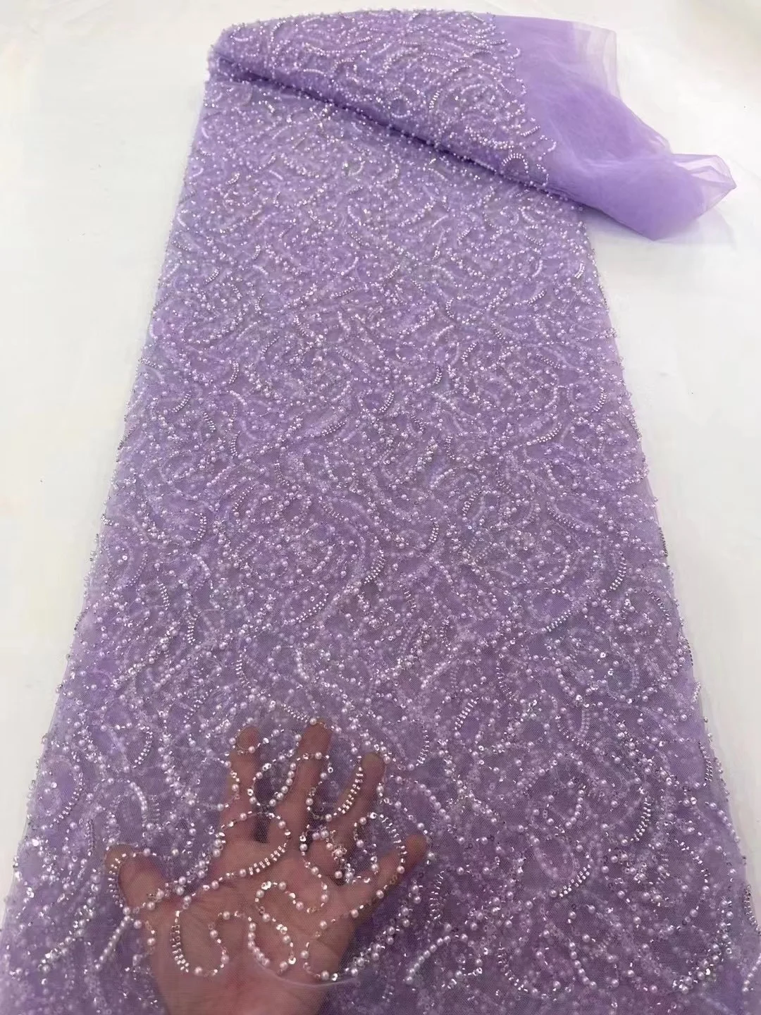 Tela de encaje de tul con lentejuelas africanas para vestido de novia nigeriano, bordado de alta calidad para novio