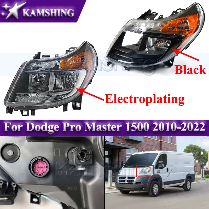 Kamshing 1pair 6 pin Front Bumper Headlight For Dodge Pro Master 1500 2010-2022 Head Light Headlamp Head Lamp