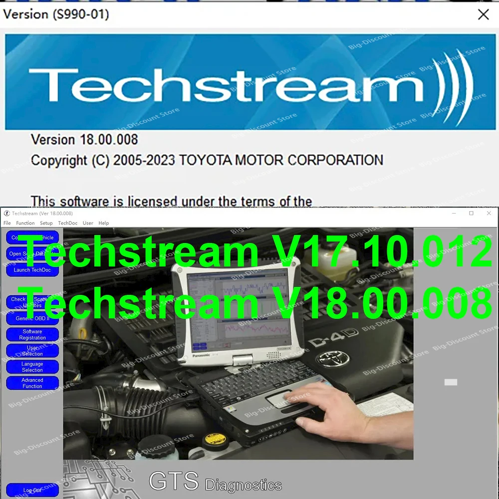 Newest Version 2023 FOR TOYOTA TIS Techstream 18.00.008 Software CD USB and Active Code Work with MINIVCI OTC Scanner