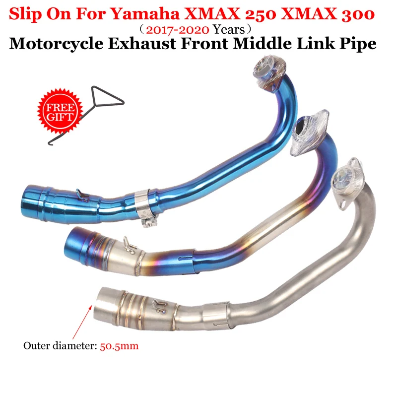 

Slip On For Yamaha XMAX250 XMAX300 XMAX 250 300 2017 - 2020 Motorcycle Scooter Exhaust Modified Front Link Pipe 51MM Muffler