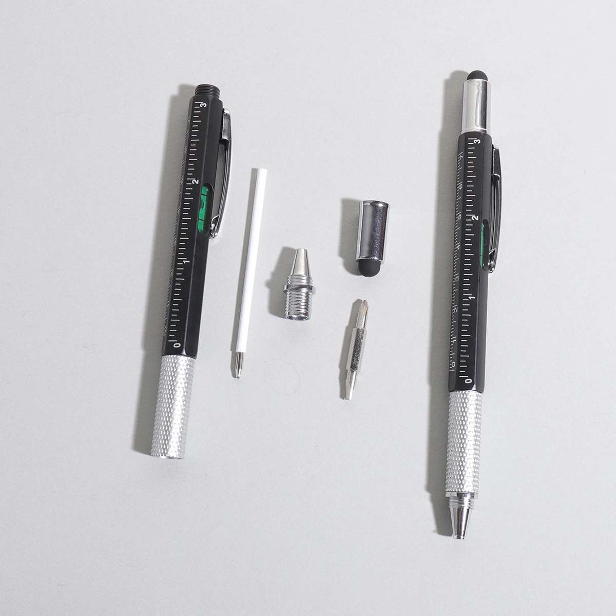 1 قطعة قلم حبر جاف أداة بلاستيكية محمولة ، مستوى القلم متعدد الأغراض ، مسطرة ، مفك براغي فيليبس برأس مسطح ، قلم كتابة بشاشة تعمل باللمس #6